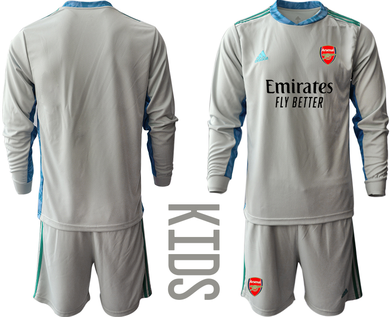 Youth 2020-2021 club Arsenal grey long sleeved Goalkeeper blank Soccer Jerseys->arsenal jersey->Soccer Club Jersey